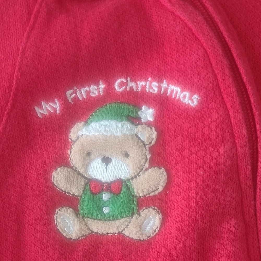 My First Christmas Little Me Red and Cream Holiday Footies Set - Picture 2 of 9